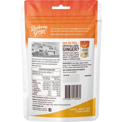Buderim Ginger Ginger Honey & Lemon Chews 50g - Buderim Ginger