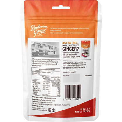 Buderim Ginger Ginger & Mango Chews 50g - Buderim Ginger