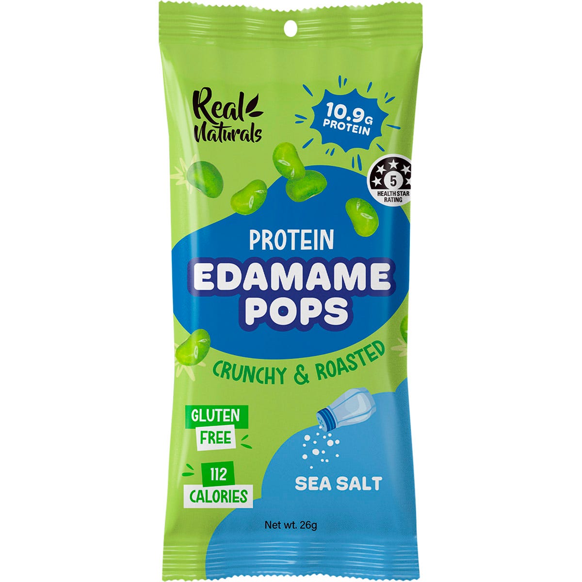 Real Naturals Protein Edamame Pops Sea Salt 10x26g - Real Naturals