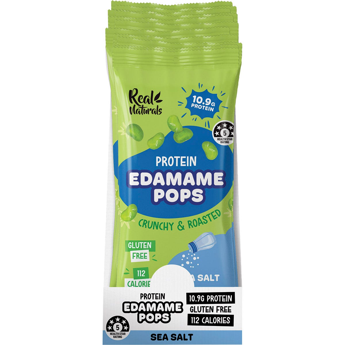 Real Naturals Protein Edamame Pops Sea Salt 10x26g - Real Naturals