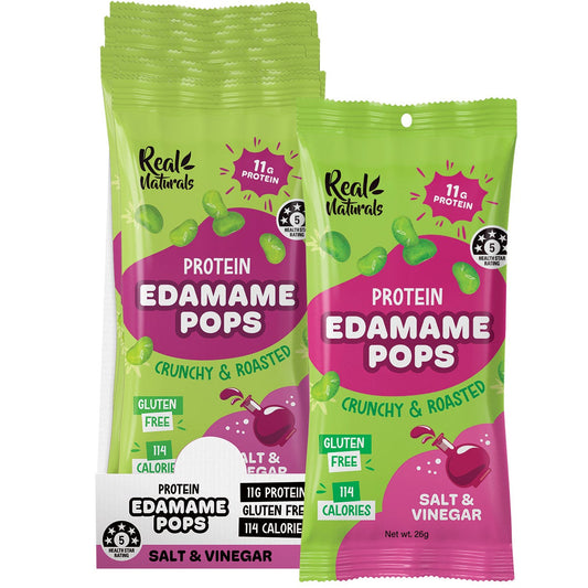 Real Naturals Protein Edamame Pops Salt & Vinegar 10x26g - Real Naturals