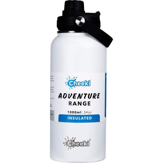 Cheeki Stainless Steel Bottle Adventure Insulated White 1L - Cheeki