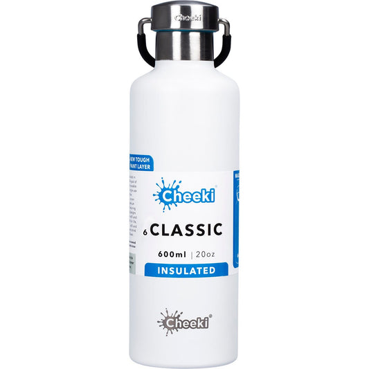Cheeki Stainless Steel Bottle Insulated White 600ml - Cheeki