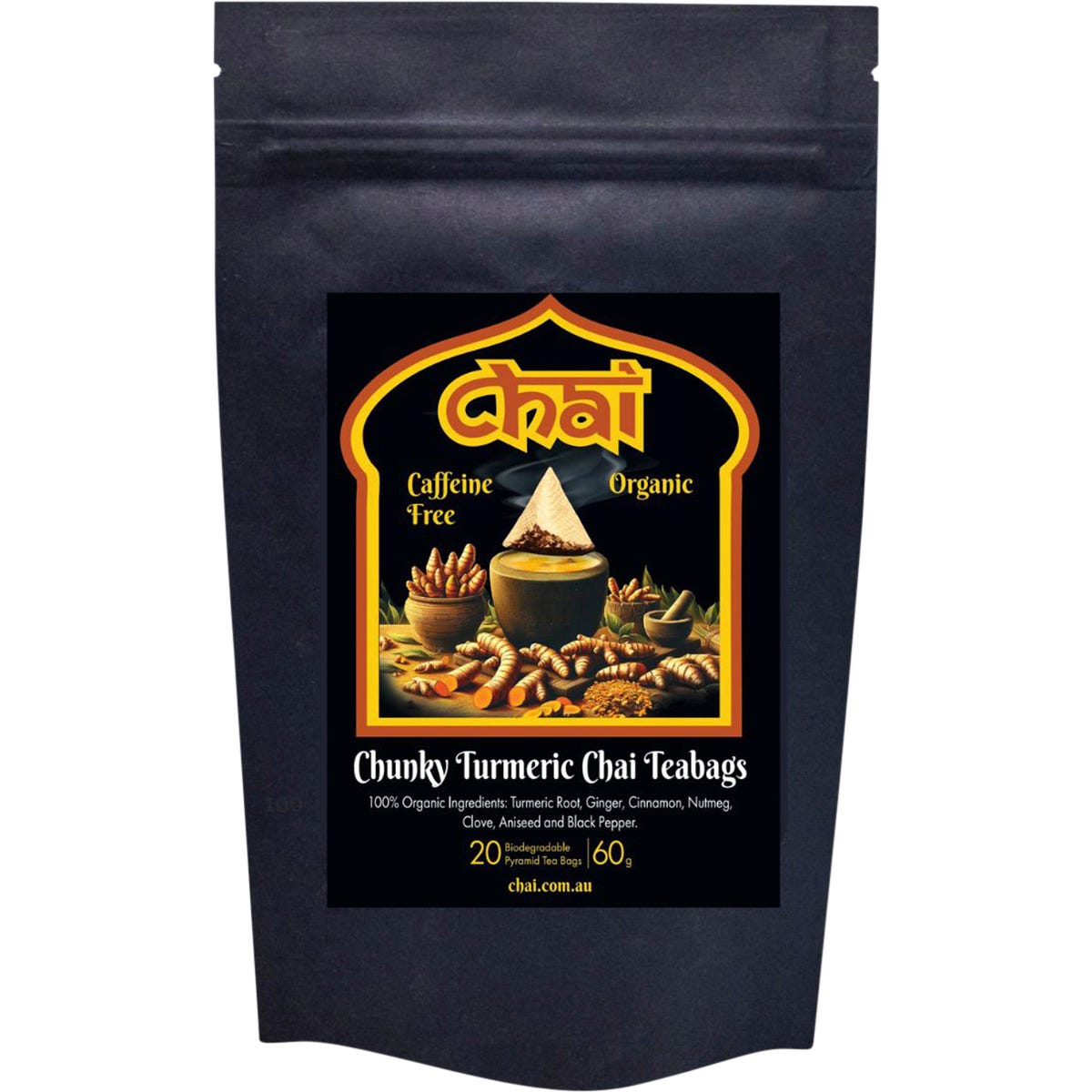 Chai Tea Organic Chunky Turmeric Chai Tea Bags 20pk - Chai Tea