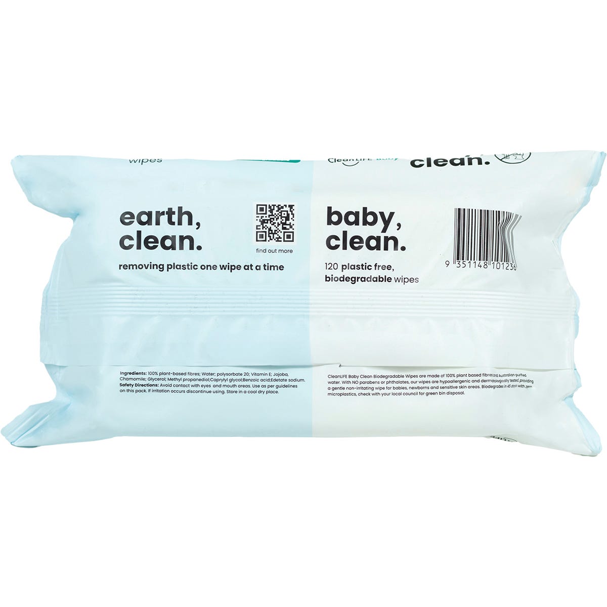 CleanLIFE Baby Clean Extra Gentle Plastic Free Wipes 120pk - CleanLIFE