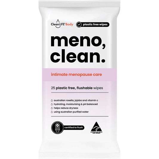 CleanLIFE Meno Clean Wipes Flushable Plastic Free Wipes 25pk - CleanLIFE