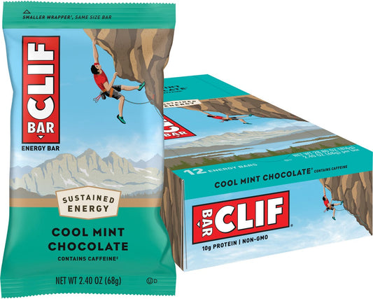 CLIF Energy Bar Cool Mint Choc 49mg Caffeine 12x68g - CLIF