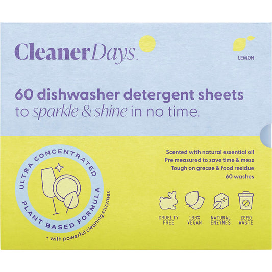 Cleaner Days Dishwasher Detergent Sheets Lemon 60pcs - Cleaner Days