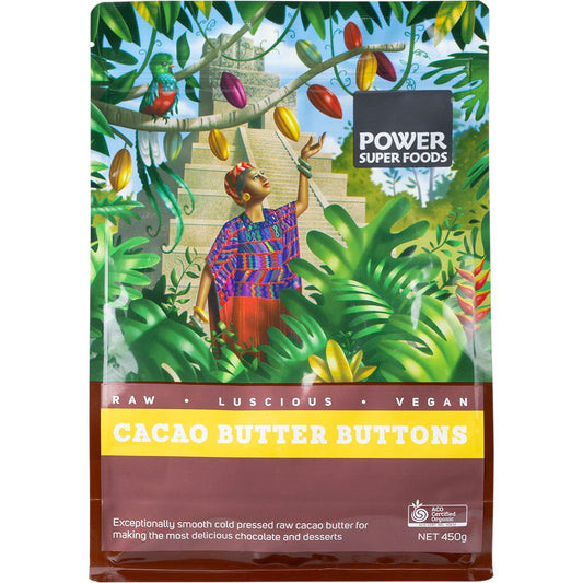 Power Super Foods Cacao Butter Buttons Raw Certified Organic  450g - Power Super Foods