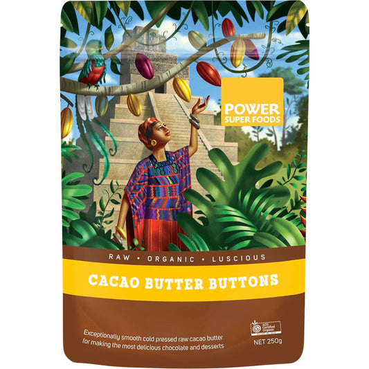 Power Super Foods Cacao Butter Buttons Raw Certified Organic 250g - Power Super Foods