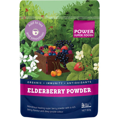 Power Super Foods Elderberry Powder Certified Organic  60g - Power Super Foods