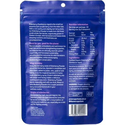 Power Super Foods Elderberry Powder Certified Organic  60g - Power Super Foods