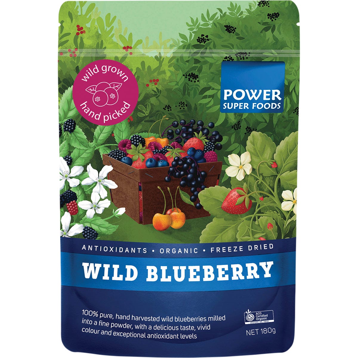 Power Super Foods Wild Blueberry Powder 180g - Power Super Foods
