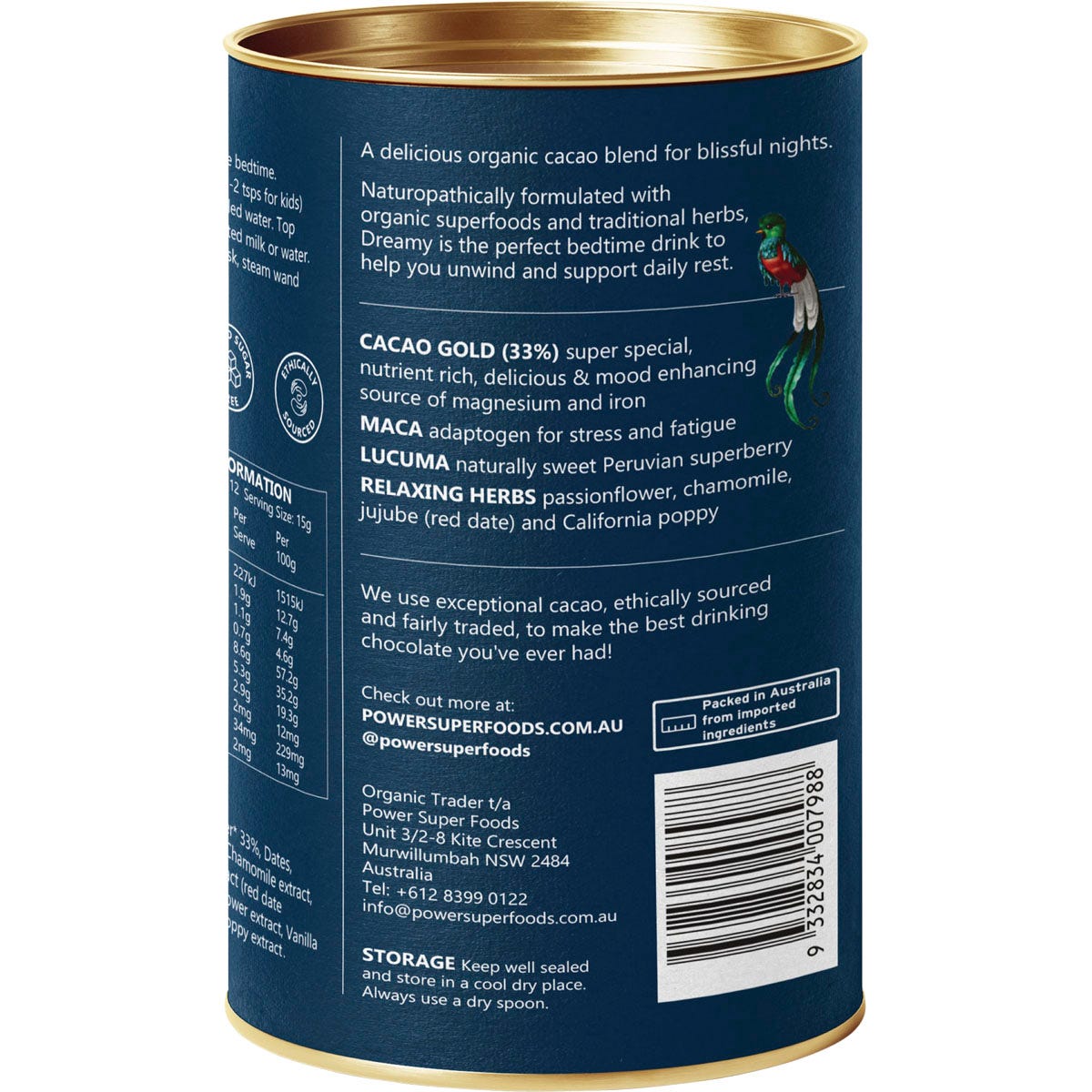 Power Super Foods Dreamy Night Drinking Chocolate 180g - Power Super Foods