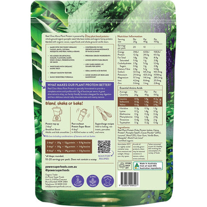 Power Super Foods Real Plant Protein Choc Maca 400g - Power Super Foods