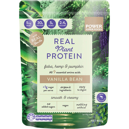 Power Super Foods Real Plant Protein Vanilla Bean 400g - Power Super Foods