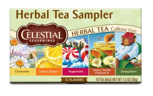 Celestial Seasonings Sampler Pack Caffeine Free 5 Flavours 18 Tea Bags