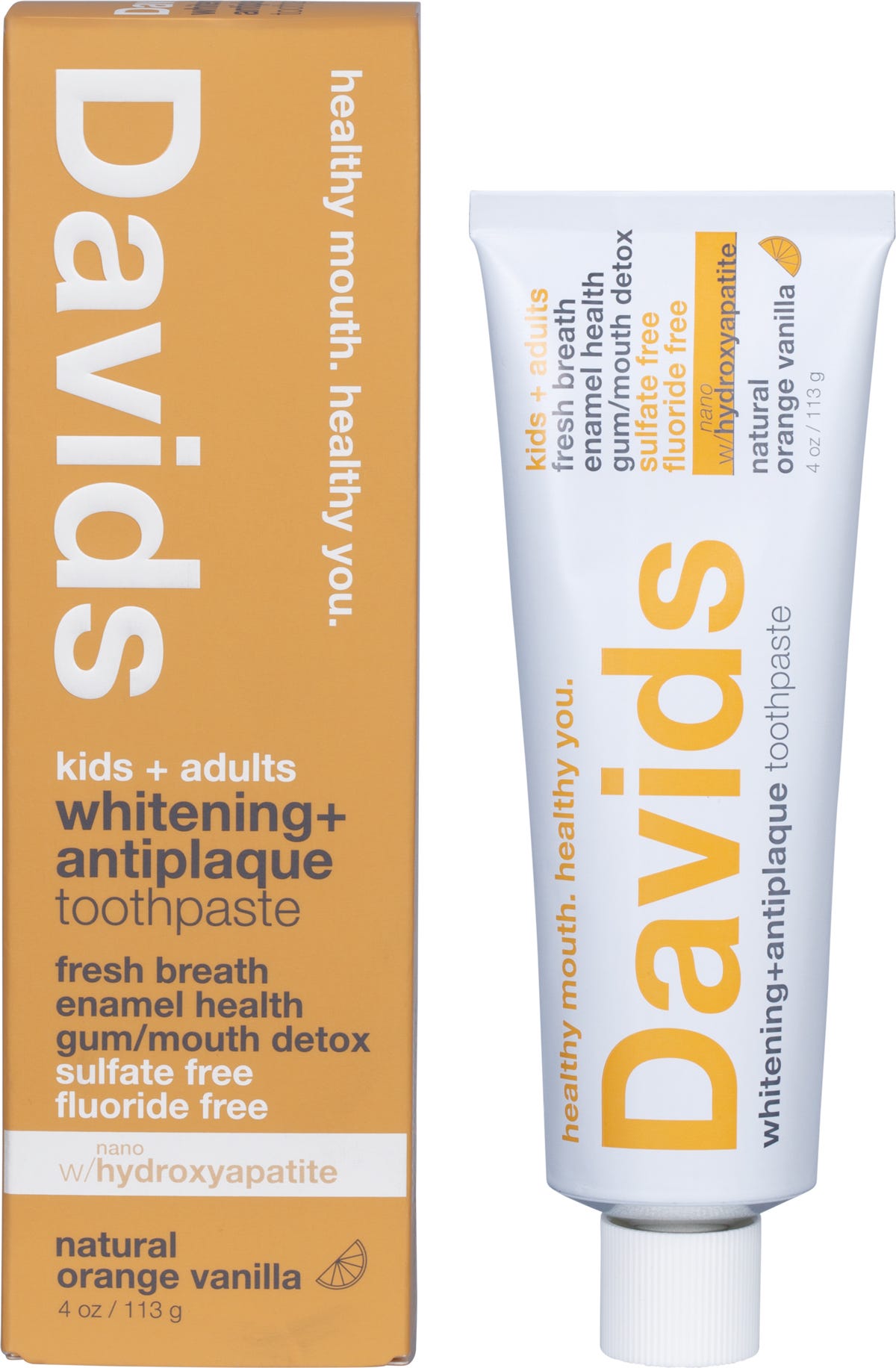 Davids Hydroxi Toothpaste  Whitening + Antiplaque Orange + Vanilla 113g - Davids Hydroxi Toothpaste