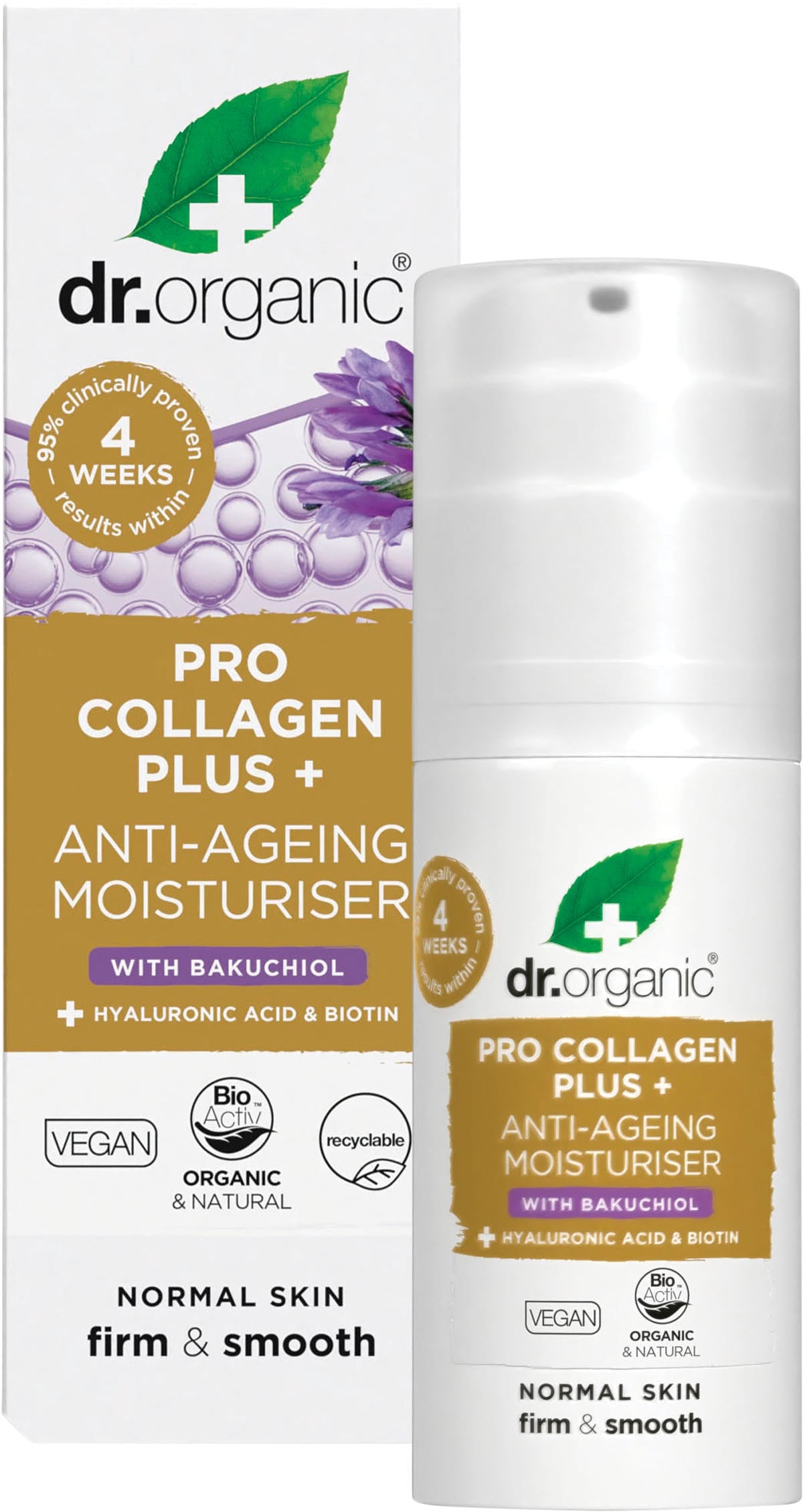 Dr. Organic Pro Collagen Plus+ Anti-Ageing Moisturiser Bakuchiol 50ml - Dr. Organic