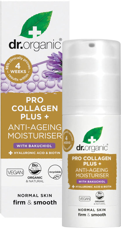 Dr. Organic Pro Collagen Plus+ Anti-Ageing Moisturiser Bakuchiol 50ml - Dr. Organic