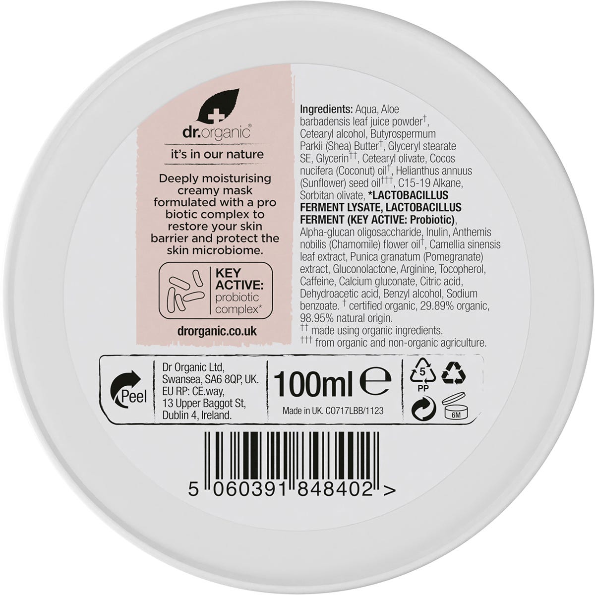 Dr. Organic Skin Calm Probiotic Recovery Mask 100ml - Dr. Organic