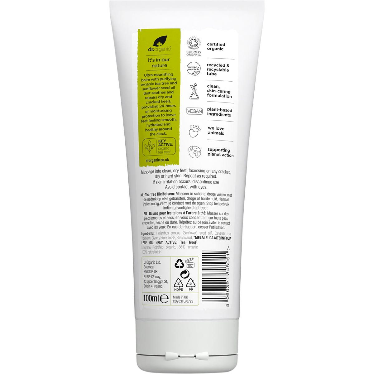 Dr. Organic Tea Tree Heel Balm 100ml - Dr. Organic