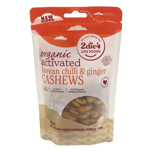 2die4 Live Foods Organic Activated Korean Chilli & Ginger Cashews 120g - 2die4 Live Foods