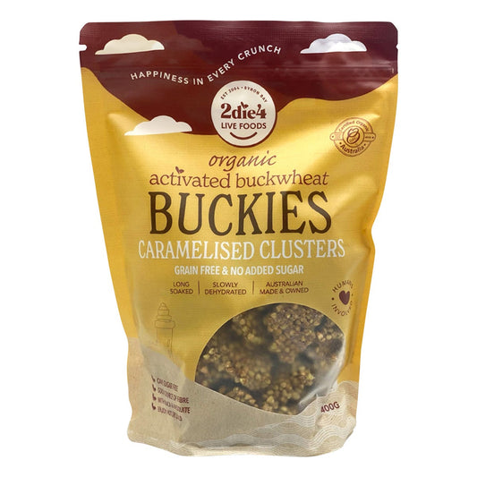 2die4 Live Foods Organic Activated Buckies Caramelised Clusters 400g - 2die4 Live Foods