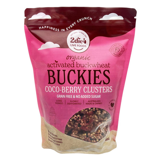 2die4 Live Foods Organic Activated Buckies Coco-Berry Clusters 400g - 2die4 Live Foods