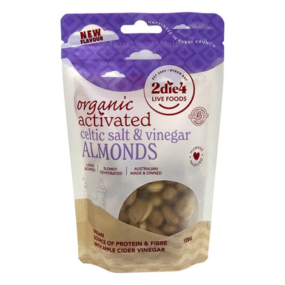 2die4 Live Foods Organic Activated Celtic Salt & Vinegar Almonds 120g - 2die4 Live Foods