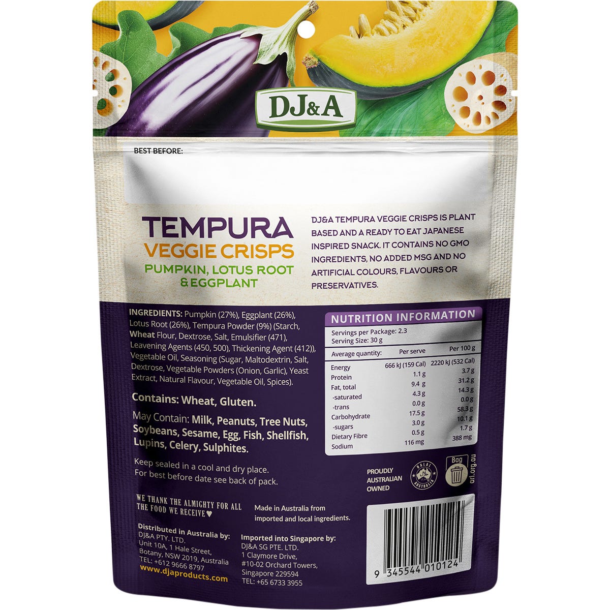 DJ&A Tempura Veggie Crisps 9x70g - DJ&A