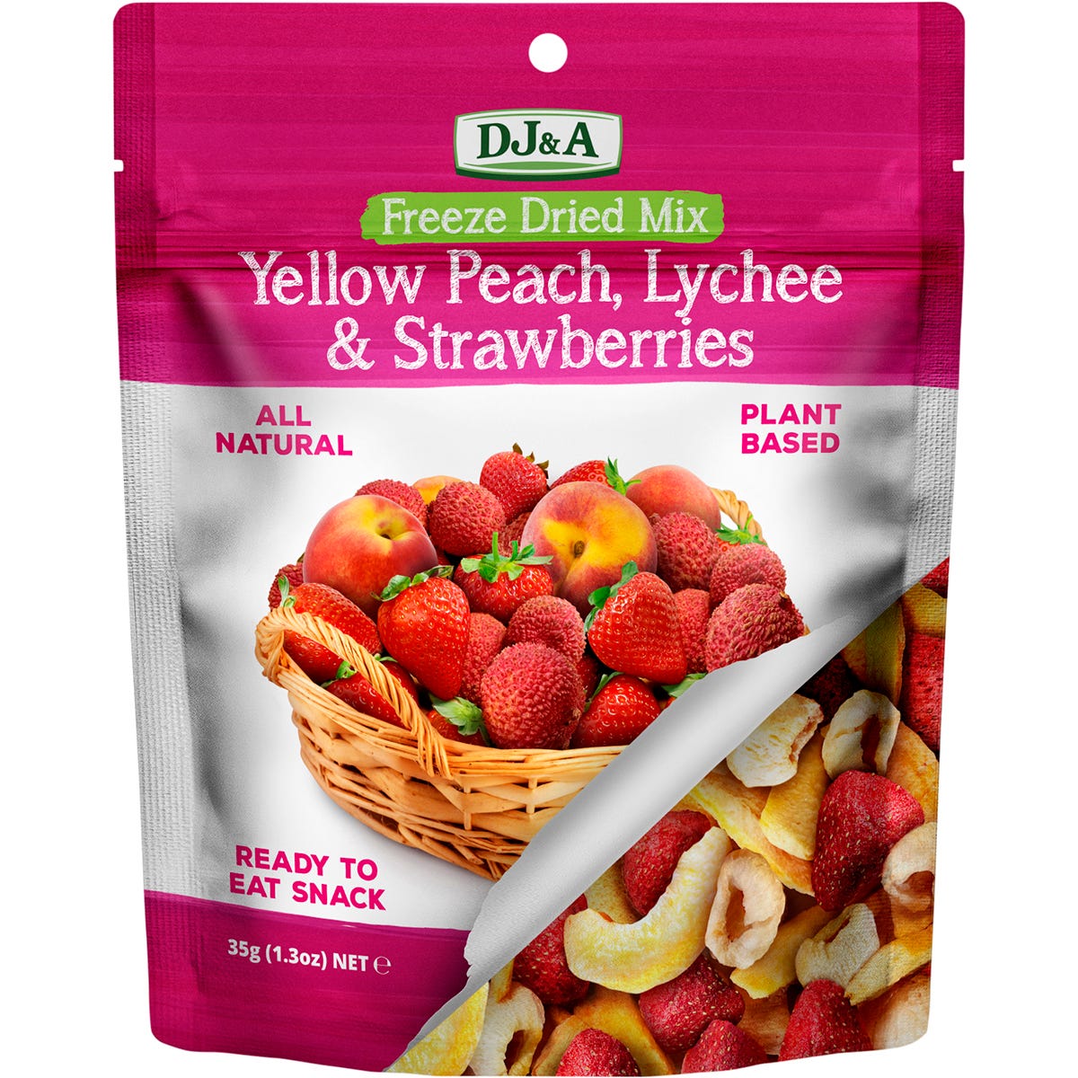 DJ&A Freeze Dried Yellow Peach, Lychee & Strawberries 10x35g - DJ&A