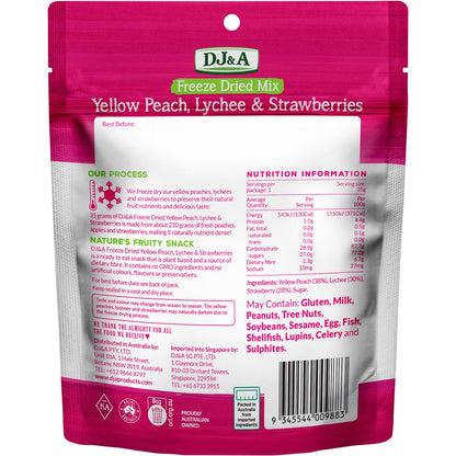 DJ&A Freeze Dried Yellow Peach, Lychee & Strawberries 10x35g - DJ&A