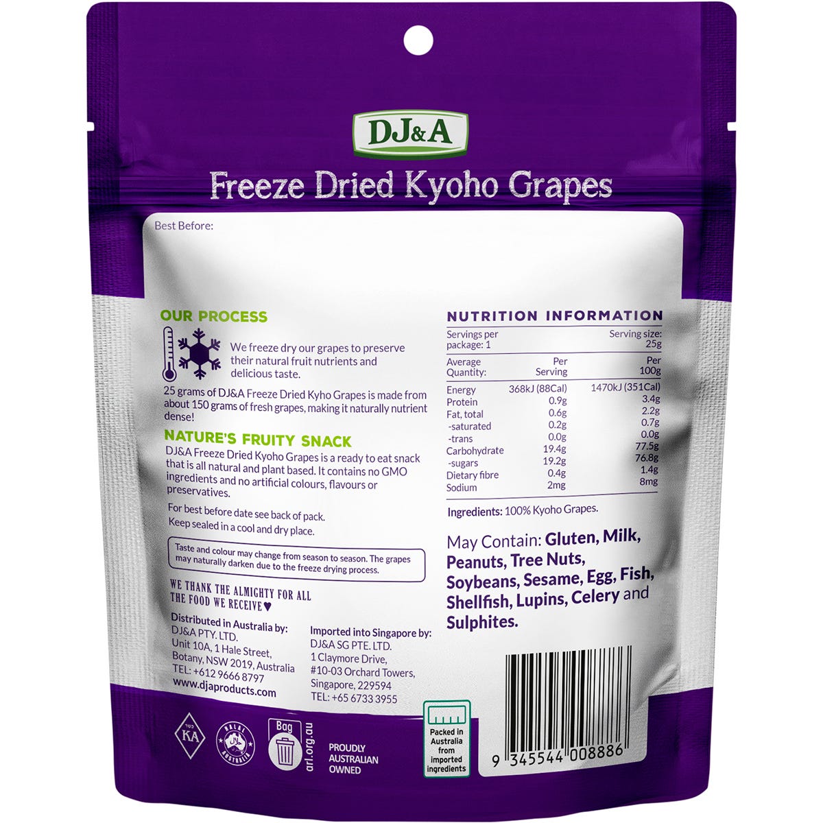 DJ&A Freeze Dried Kyoho Grapes 10x25g - DJ&A