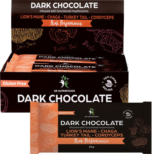 Dr Superfoods Dark Chocolate Bar Peak Performance 12x85g - Dr Superfoods
