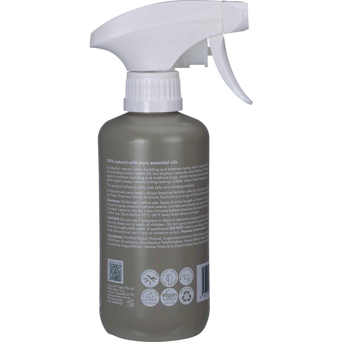 Euclove Linen Spray Eucalyptus, Lavender & Neem Oil 300ml - Euclove
