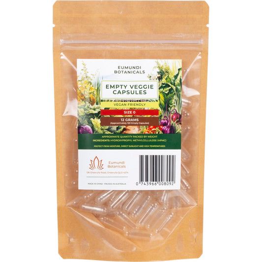 Eumundi Botanicals Empty Veggie Capsules Size 0 120 Caps - Eumundi Botanicals