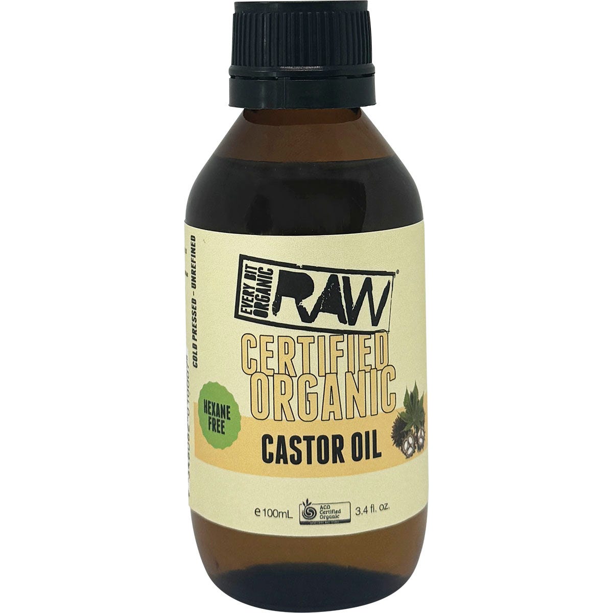 Every Bit Organic Castor Oil - Amber Glass Bottle 100ml - Every Bit Organic