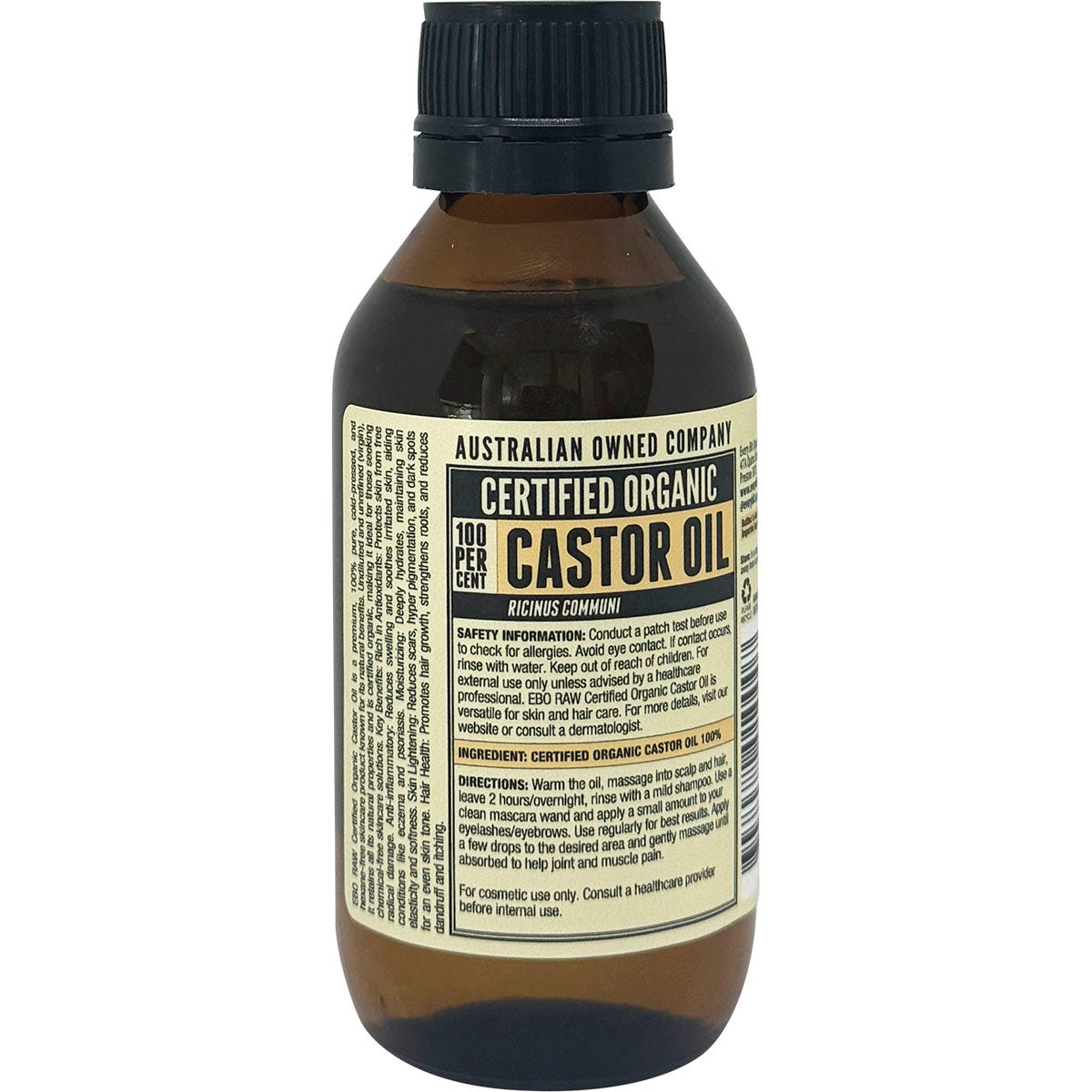 Every Bit Organic Castor Oil - Amber Glass Bottle 100ml - Every Bit Organic