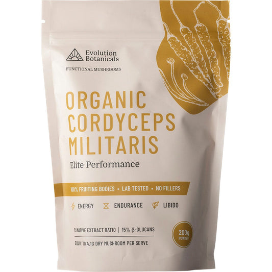 Evolution Botanicals Organic Cordyceps Militaris Elite Performance 200g - Evolution Botanicals