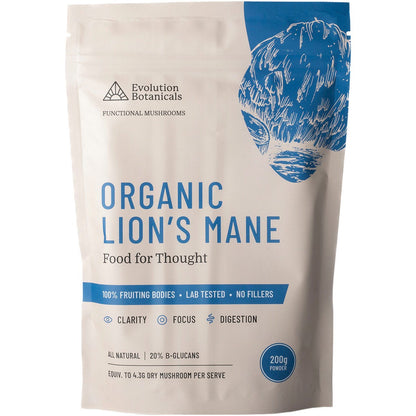 Evolution Botanicals Organic Lion's Mane Food For Thought 200g - Evolution Botanicals