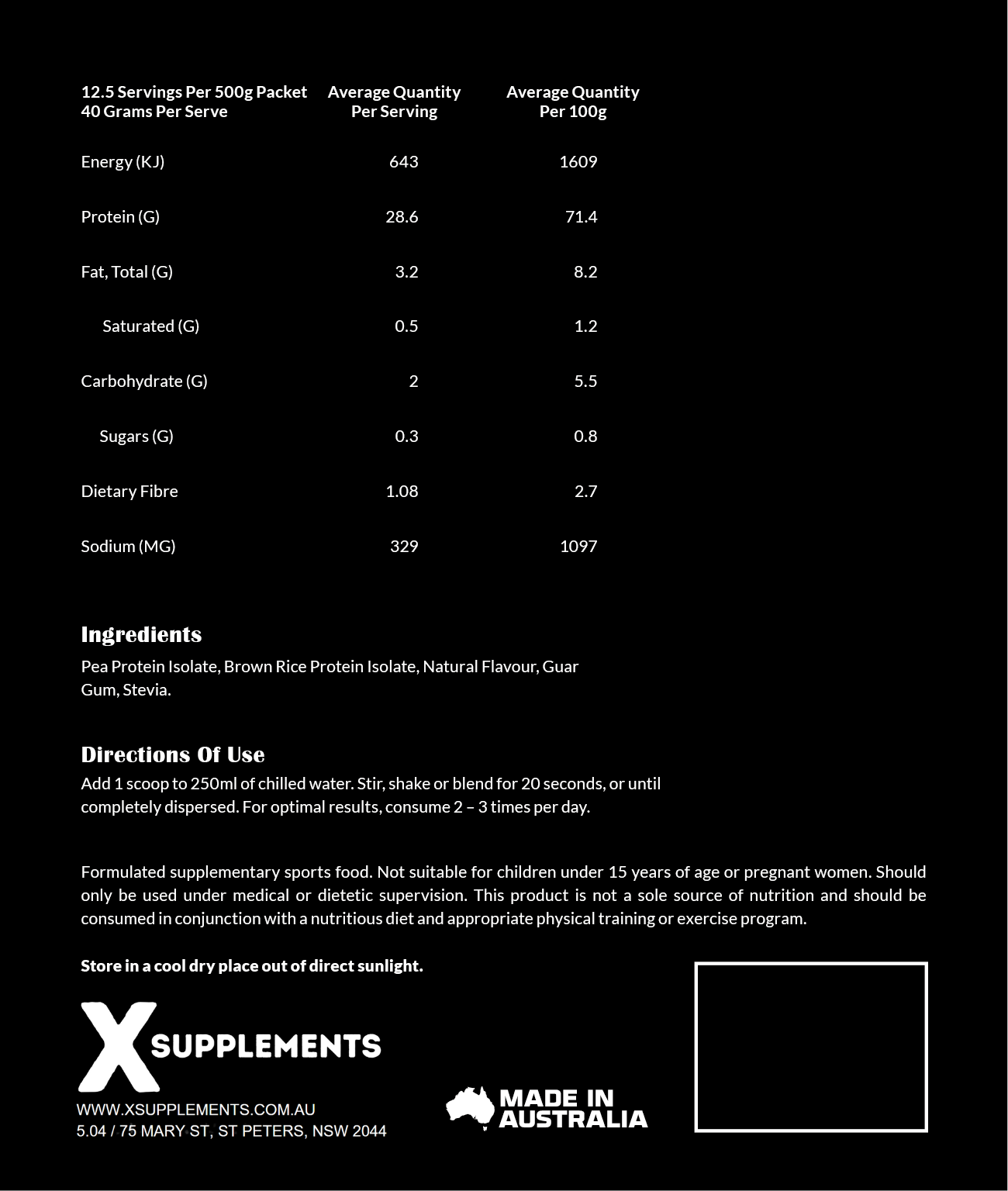 X Supplements Vegan Protein