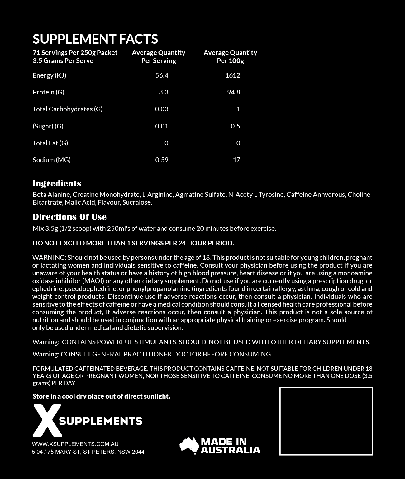 X Supplements Pre-Workout