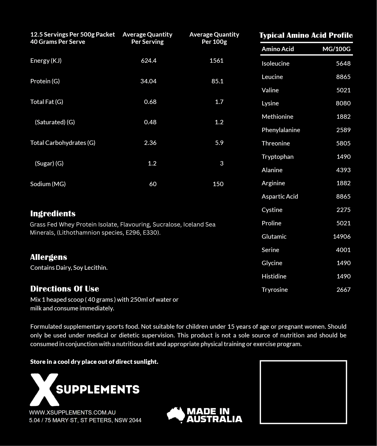 X Supplements Whey Protein Isolate