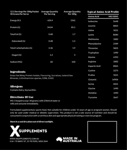 X Supplements Whey Protein Isolate