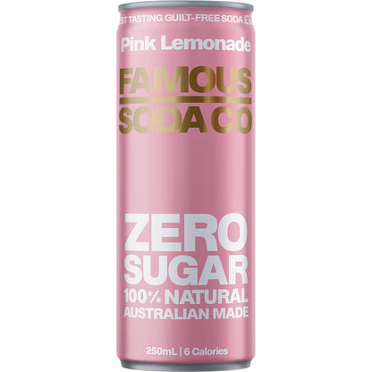 Famous Zero Sugar Soda Pink Lemonade 4x250ml - Famous