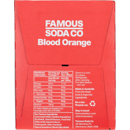Famous Zero Sugar Soda Blood Orange 4x250ml - Famous