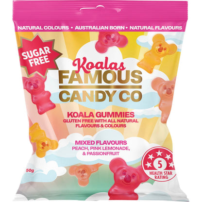 Famous Sugar Free Candy Koala Gummies Mixed Flavours 10x50g - Famous