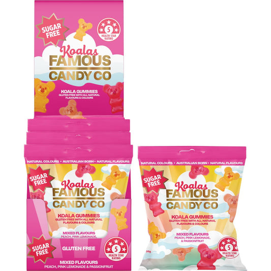 Famous Sugar Free Candy Koala Gummies Mixed Flavours 10x50g - Famous