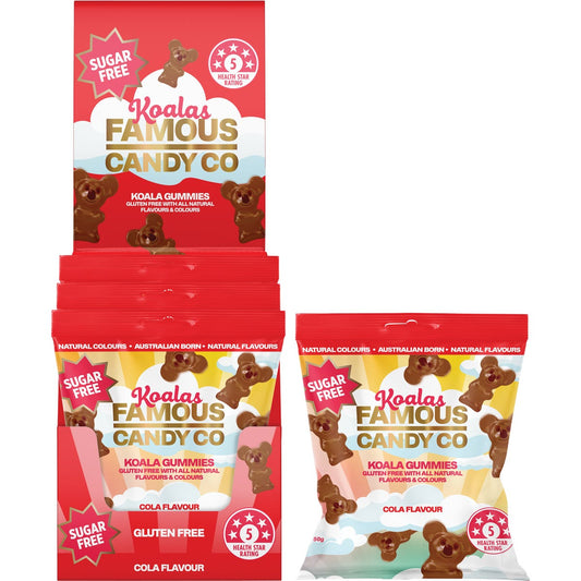 Famous Sugar Free Candy Koala Gummies Cola Flavour 10x50g - Famous